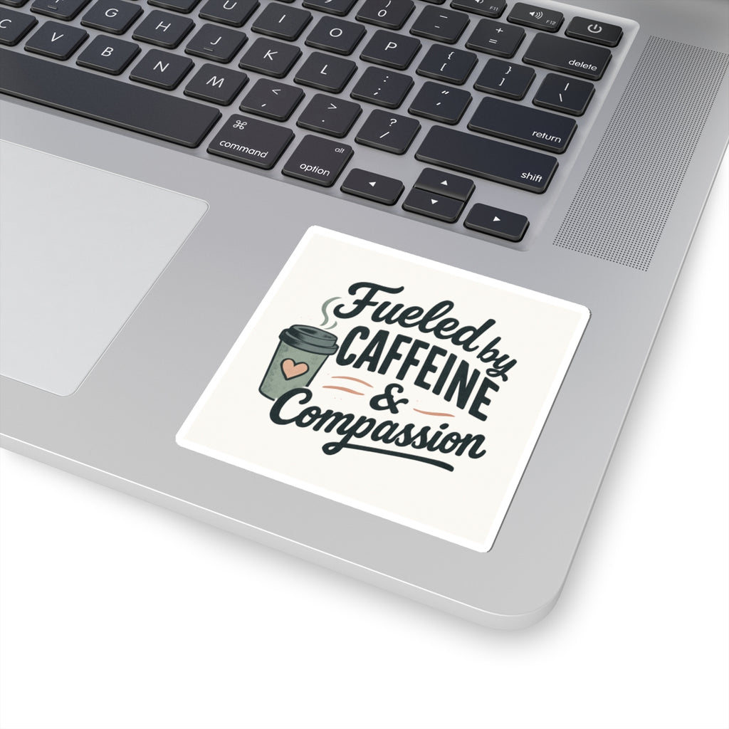 Fueled by Caffeine Kiss-Cut Stickers | Perfect for Coffee Lovers, Laptop Decals, Journal Decor, Gift Idea, Motivational Art